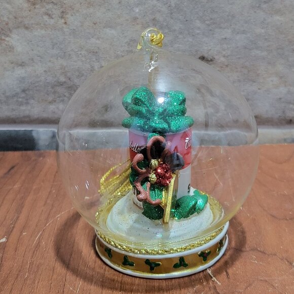 Campbells Soup Can Green Bow Clear Glass Ball Ornament Happy Holidays - Picture 3 of 11